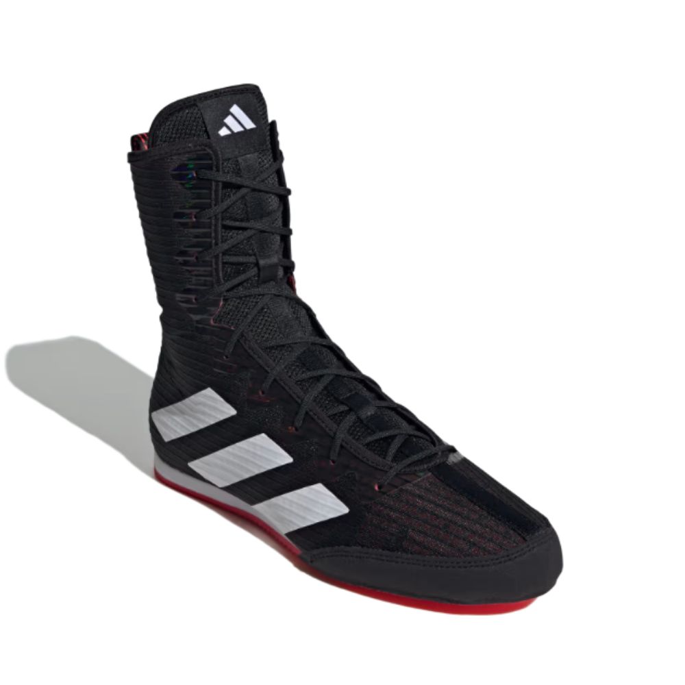 Adidas Box Hog 4 Boxing Shoes - Black/White/Ruby
