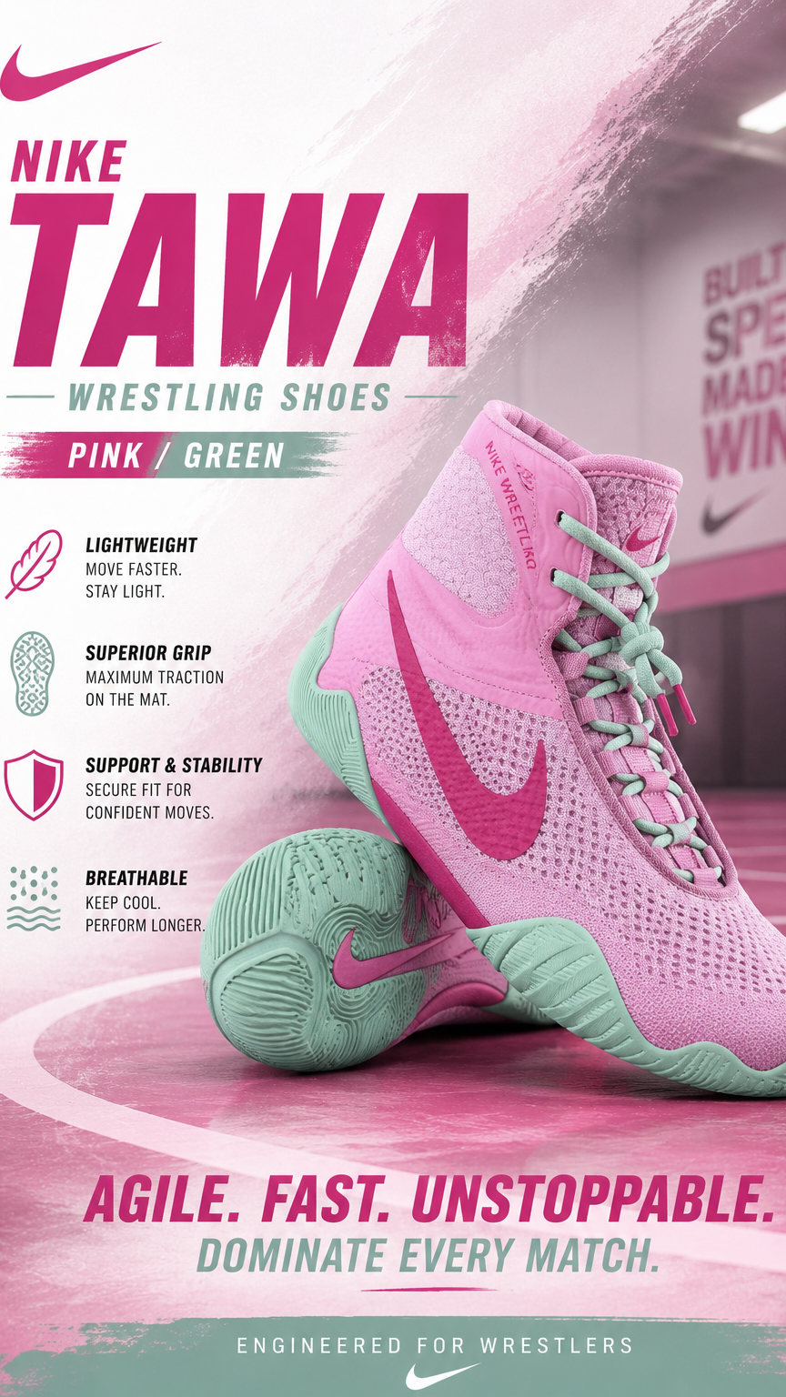 Nike Tawa Wrestling Shoes - Pink