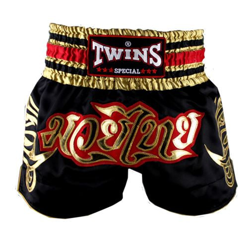 Twins Muay Thai Shorts - T-154-Black/Red/Gold