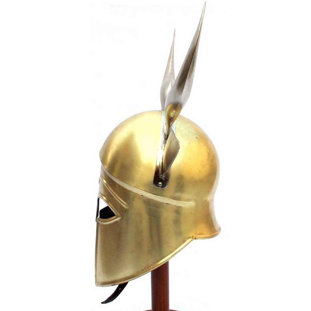 Golden Medieval Viking Horn Barbarian Corinthian Helmet