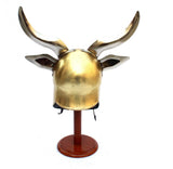 Golden Medieval Viking Horn Barbarian Corinthian Helmet