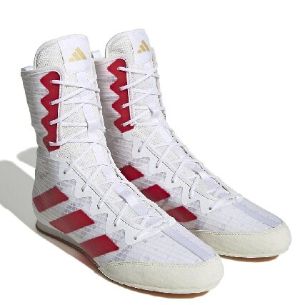 Adidas Box Hog 4 Boxing Shoes - White/ Red