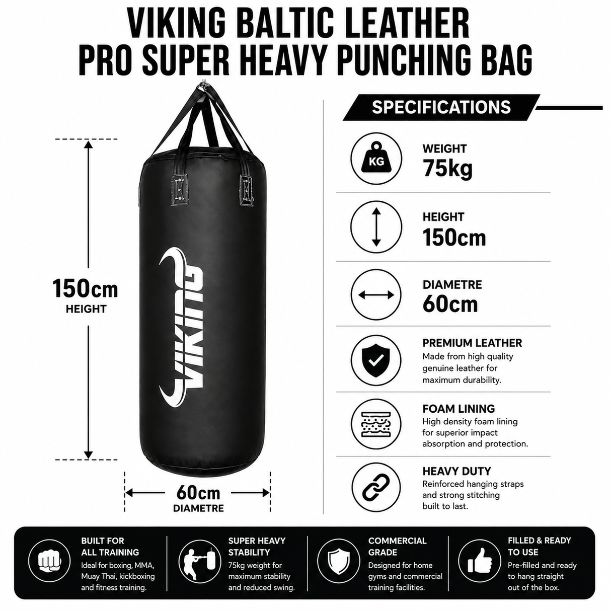 Viking Baltic Leather Pro Super Heavy punching Bag