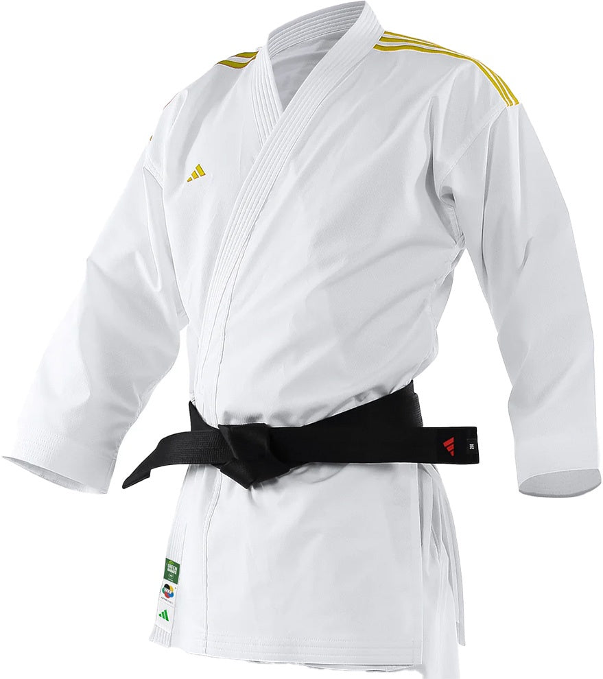 Adidas Adilight Primegreen with Gold Stripes Karate Uniform