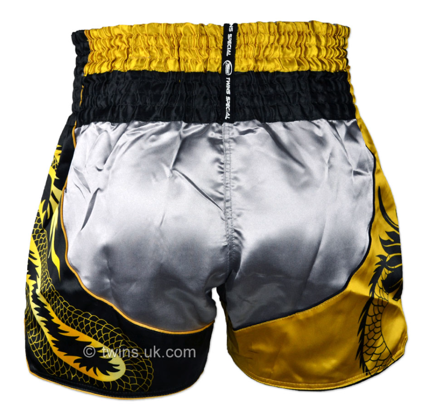 Twins Special Muay Thai Shorts - TBS-DRAGON-Silver/Gold