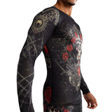 Venum Santa Muerte 5.0 Men's Long Sleeve Rashguard - Deep Black/Gold