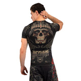 Venum Santa Muerte 5.0 Men's Short Sleeve Rashguard - Deep Black/Gold
