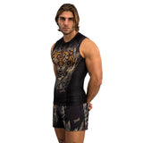 Venum Tiger Men's Short Sleeve Rashguard - Black/Neon Orange