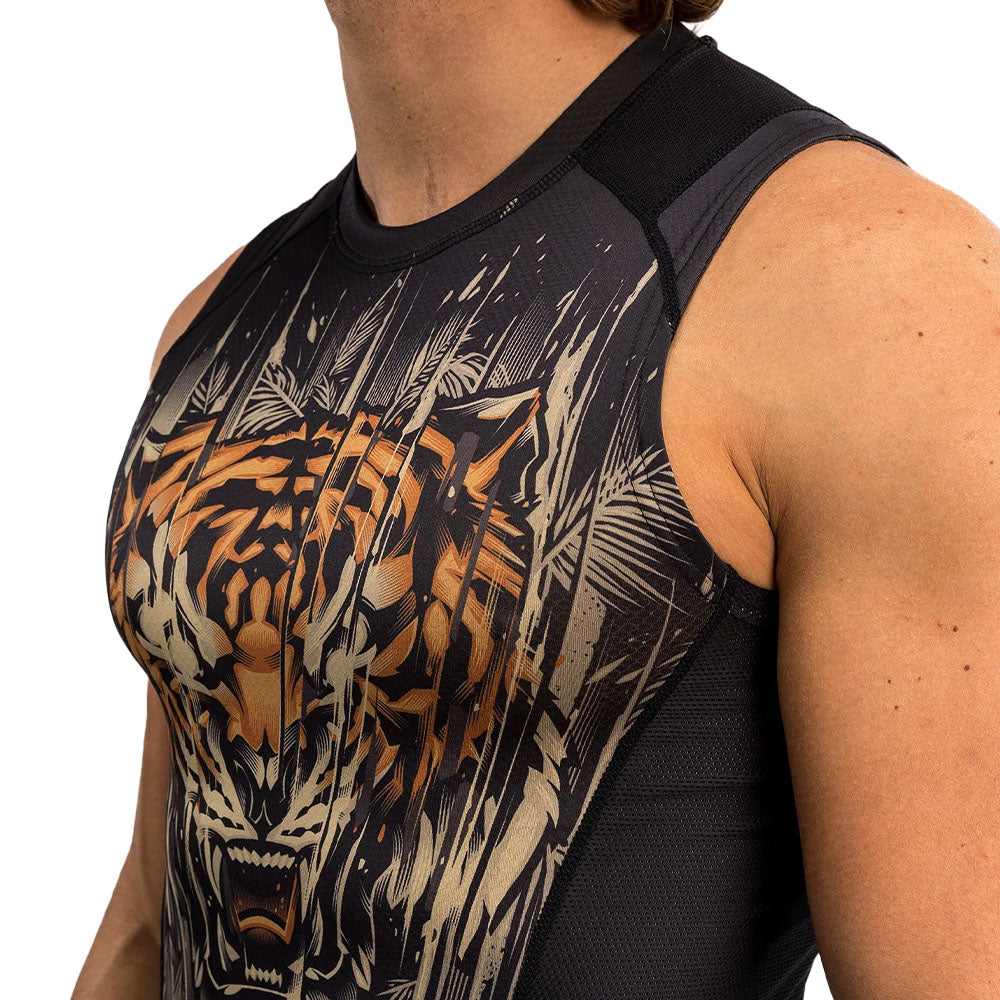 Venum Tiger Men's Short Sleeve Rashguard - Black/Neon Orange