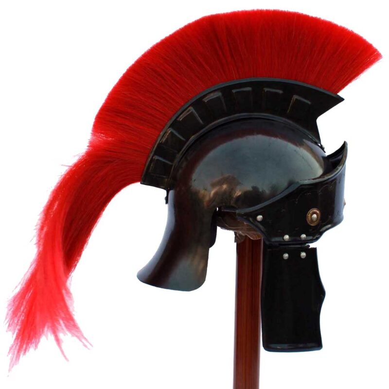 Black Dark Roman Helmet With Red Plume-29184