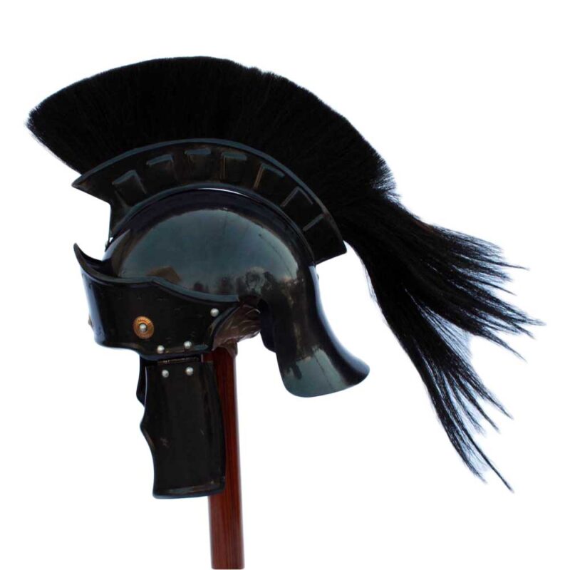 Black Dark Roman Helmet With Black Plume-31297