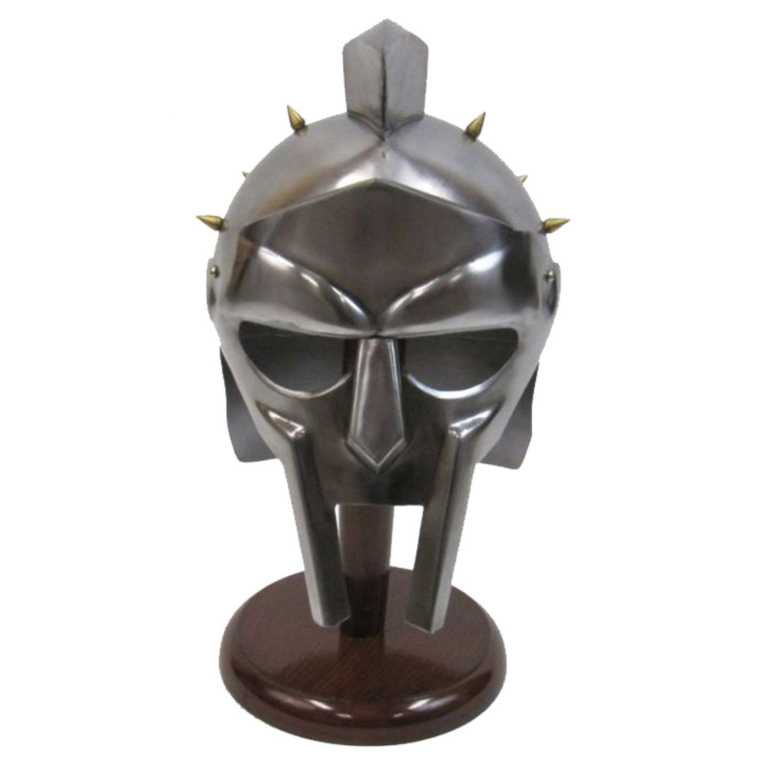 Steel Metal Decorative Helmet with inlet and MDF Wood Stand - Silver-0