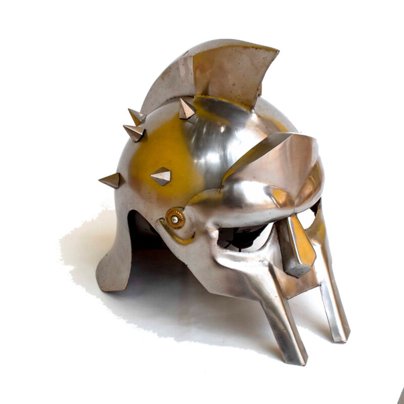 Steel Metal Gladiator Maximus Decimus Meridius Spikes Helmet With Leather Liner Inside -31527