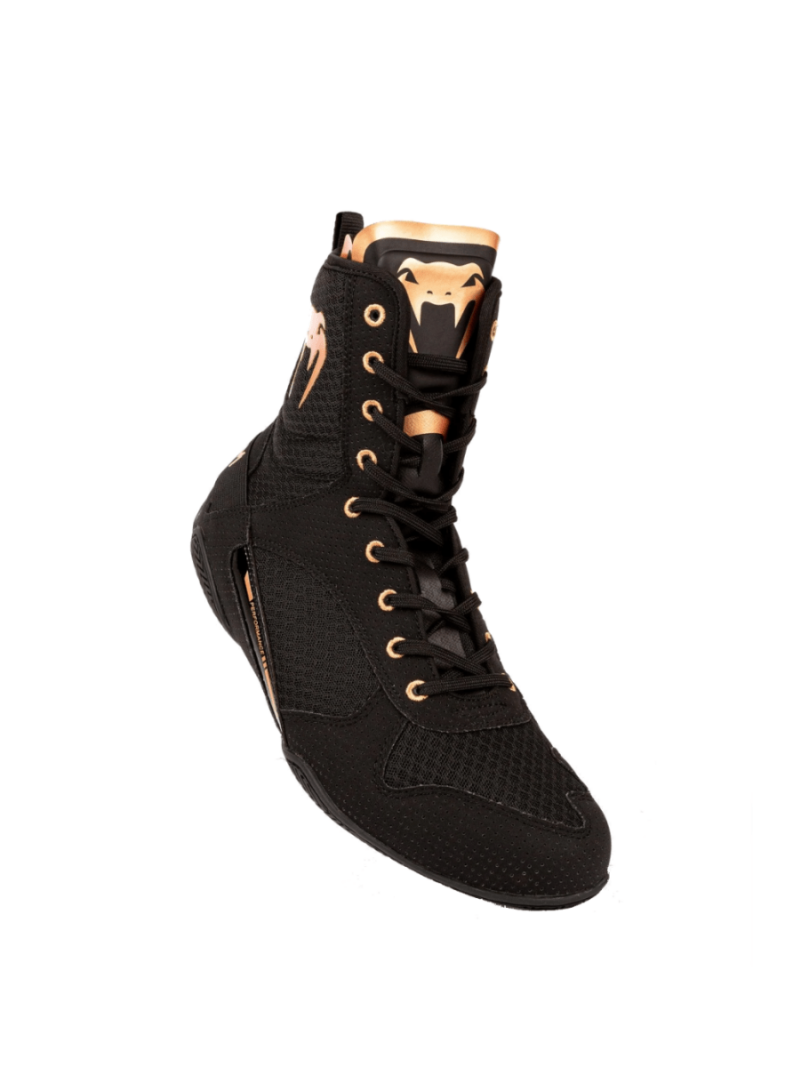 Venum Elite Boxing Shoes - Black/Bronze (New Style)-0