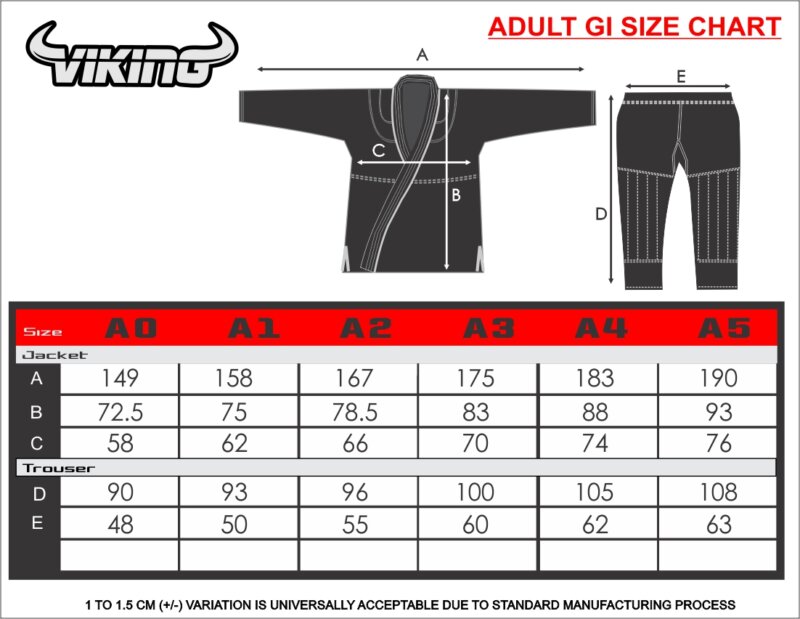 Viking Adult Gi Size Chart