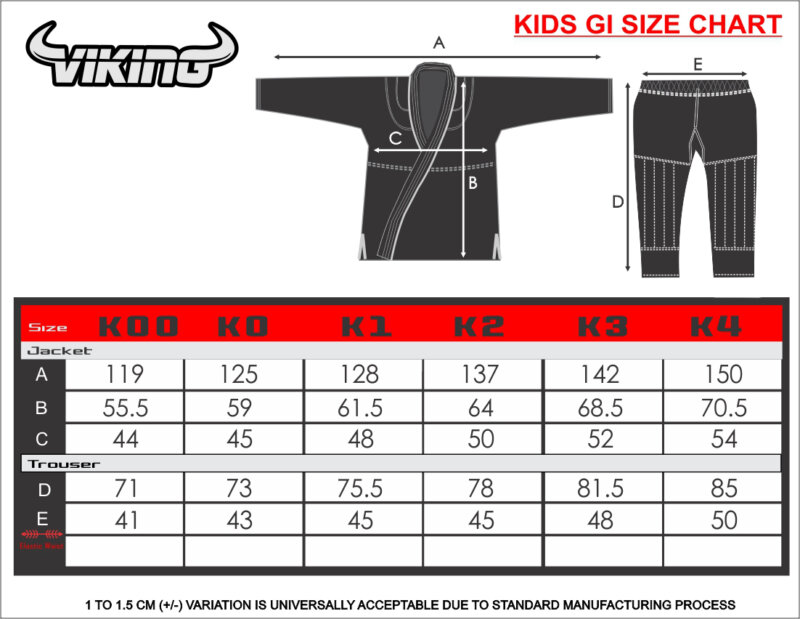Viking Kids Gi Size Chart